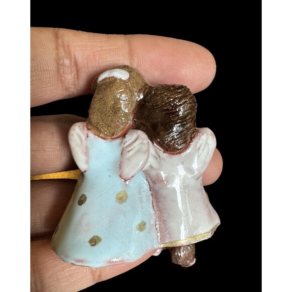 Vintage Pottery Figurine Folk Art,angels Musical Figurines 2” Lot - Picture 5 of 10